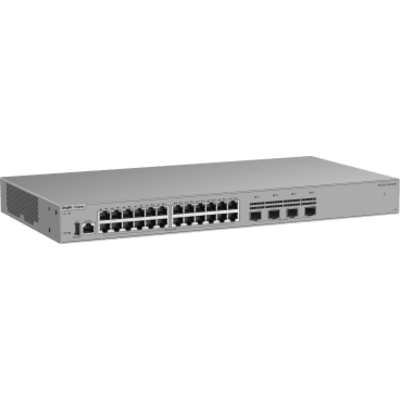 Switch Capa 3 Acceso / 24 Puertos Gigabit / 4 Puertos SFP 2.5GE / Sin PoE / Capacidad 68 Gbps / VSU / Capa 3 OSPF / Ventilador Sin Ventilador / 1 RU / Línea Cybrey