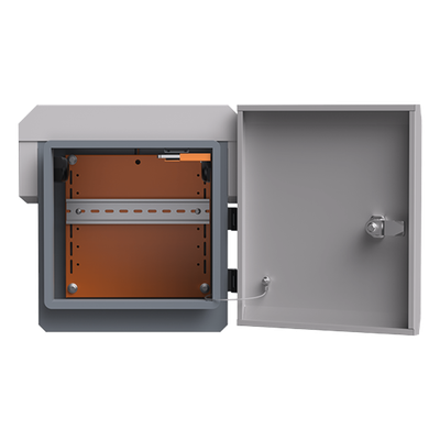 Gabinete de Acero Ventilado para Exterior 250 x 250 x 180 mm con Rieles DIN y 4 Placas Laterales para Montaje de Equipos por Fuera - Imagen 3