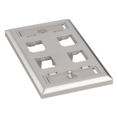 Placa de Pared Vertical, de Acero Inoxidable, Salida Para 4 Puertos Mini-Com, Con Espacios Para Etiquetas - Imagen 3