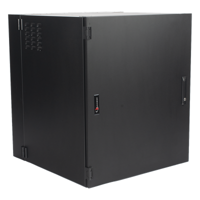Gabinete de Montaje en Pared / 18U / 737 mm (29 in) Ancho / 762 mm (30 in) Profundidad / Paneles Laterales Ventilados / Puerta Sólida Frontal / Placa Trasera Abatible con Knockouts / Cerradura con Llave / Negro - Imagen 6