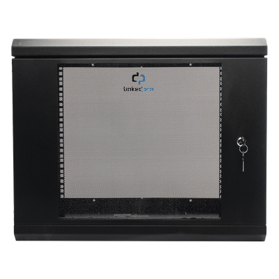 Gabinete de Pared de 9U con Puerta de Cristal Templado, 455 mm de Profundidad, Rack de 19'', Acero Reforzado Color Negro.
