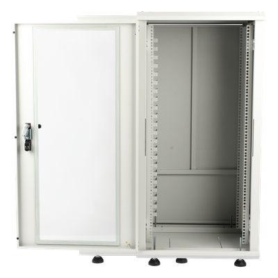 Gabinete Rack 24 Unidades / 19 Pulgadas / Puerta de Cristal / Piso / Acero Calibres 16-18-20 / 750 Kg Carga / 600x605x1190 mm (23.6x23.8x46.9 in) / Vidrio con Cerradura, Niveladores Incluidos - Imagen 5