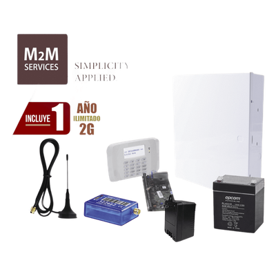 Kit de panel de alarma cableado de 8 zonas con comunicador celular 2G, teclado inalámbrico, batería, transformador y gabinete, 1 año de datos incluido