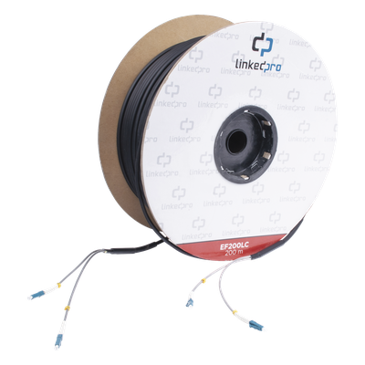 Carrete de Fibra Óptica Monomodo con Conectores LC-LC Duplex, Reforzada con Kevlar, de 200 Metros (656.17 Pies), Para Instalaciones Subterráneas por Tubería