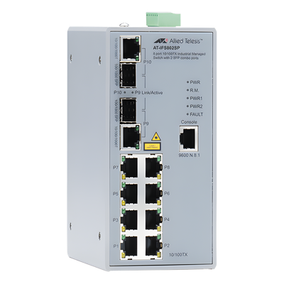 Switch Industrial Administrable de 8 Puertos 10/100 Mbps + 2 Puertos SFP Combo
