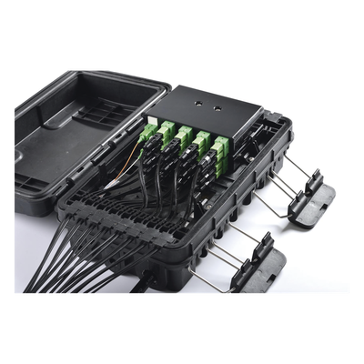 Caja de Distribución de Fibra Óptica para 24 Empalmes, con 16 acopladores SC/APC simplex, Exterior IP65, Color Negro - Imagen 5