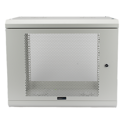 Gabinete de Pared de 9U con Puerta Perforada 455 mm de Profundidad, Rack de 19'', Acero Reforzado Color Blanco