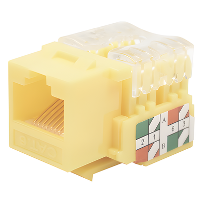 Módulo Jack Keystone Cat6 con Terminación 110 (Punchdown) para Faceplate - Color Amarillo