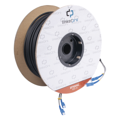 Carrete de Fibra Óptica Monomodo con Conectores SC-SC Duplex, Reforzada con Kevlar, de 100 Metros (328.08 Pies)