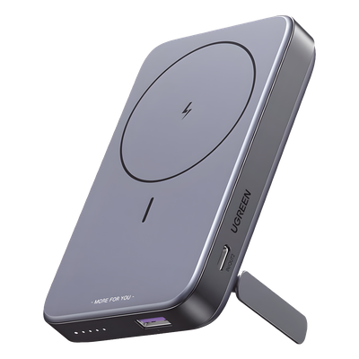 Power Bank MagSafe de 10000mAh NEXODE | 20W | 1 USB-C | 1 USB-A | Carga Rápida bidireccional | Soporta modo Standby | Soporte Plegable |  Ultra Delgado | Ultra ligero | Compatible con iPhone 15/14/13/12 | Color Gris.