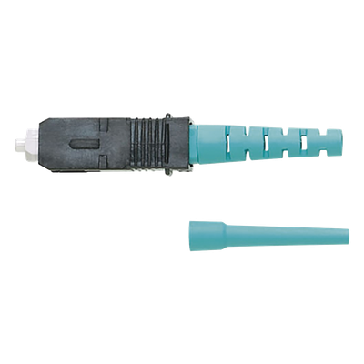 Conector de Fibra Óptica SC Simplex OptiCam, Multimodo 50/125 OM3/OM4, Pre-pulido, Color Aqua