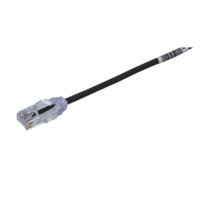 Cable de Parcheo UTP Cat6A, CM/LSZH, Diámetro Reducido (28AWG), Color Negro, 0.30 Metros (1 Pie)