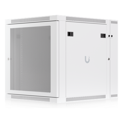 UACC Rack Cabinet 12U (600 x 703 mm) - Gabinete Cerrado para Montaje en Pared con Puerta Frontal Perforada, Puerta Trasera Abatible (Swing-Out) y Paneles Laterales Removibles con Llave