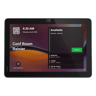 Panel de Programación de Salas / Pantalla Táctil 10.1" / Resolución 1920x1200 / Android 13 / PoE IEEE 802.3af / Wi-Fi 802.11ac / Bluetooth 5.2 / Certificado Microsoft Teams y Zoom Rooms / Barras LED de Disponibilidad / Montaje Fl