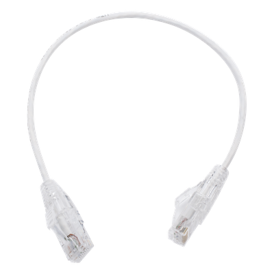 Cable de Parcheo Slim UTP Cat6 - 30 cm (11.81 Pulgadas) Blanco, Diámetro Reducido (28 AWG)
