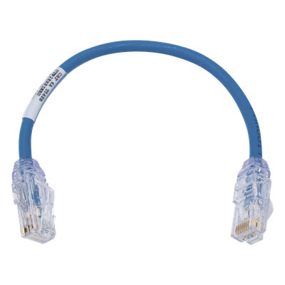 Cable de Parcheo UTP, Cat6A, Diámetro Reducido (28 AWG), CM/LSZH, Color Azul, 20.3 cm (8 pulgadas)