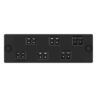 Placa Acopladora de Fibra Optica FAP, Con 6 Conectores LC Duplex (12 Fibras), Para Fibra Multimodo OM3/OM4, Color Negro
