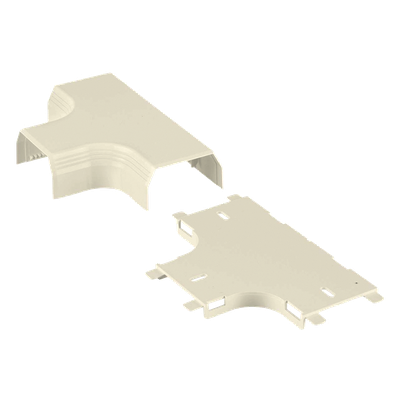 Accesorio en "T", para uso con canaleta T45, Material PVC Rígido, Color Blanco