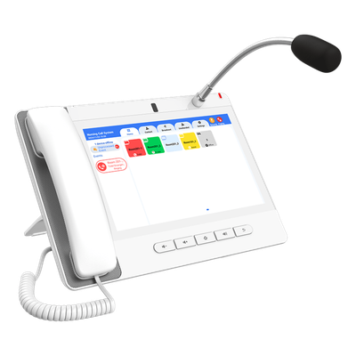 Teléfono IP Color Blanco Android 9.0 Empresarial para voceo 20 líneas SIP, pantalla táctil, Wi-Fi y Bluetooth, PoE, Voceo/ Musica por Multicast, puertos Gigabit, Sofware de Enfermeria - Imagen 4