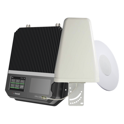 KIT Amplificador Office 200 4G LTE, 3G y VOZ con antena direccional. Especial para cubrir áreas de hasta 1600 Metros Cuadrados por ser de grado comercial e industrial. Soporta múltiples operadores, tecnologías y usuarios.