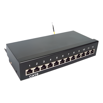 Panel de parcheo de impacto (110) Blindado (STP) de 12 puertos Cat6, 10in 