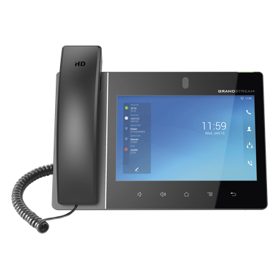 Teléfono IP Android 11, 16 líneas SIP con 16 cuentas, pantalla táctil  8", puertos Gigabit, Wi-Fi, Bluetooth, PoE, codec Opus, IPV4/IPV6 con gestión en la nube GDMS