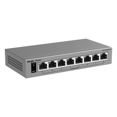 Switch Gigabit Smart Cloud-Managed / 8 Puertos 10/100/1000BASE-T / Capa 2 / Switching 16 Gbps / AI-Powered Failover / Modo CCTV Un-Click / Gestión Cloud Ruijie & App Reyee / Diseño Fanless / Gabinete Metal / Protección Surge 6 kV - Imagen 3