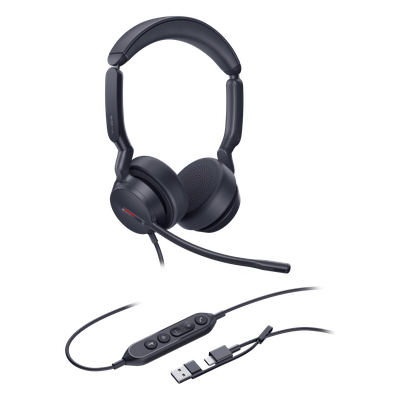 Yealink UH44 Dual, versión UC, cancelación de ruido con IA USB-C/A con indicador de ocupado