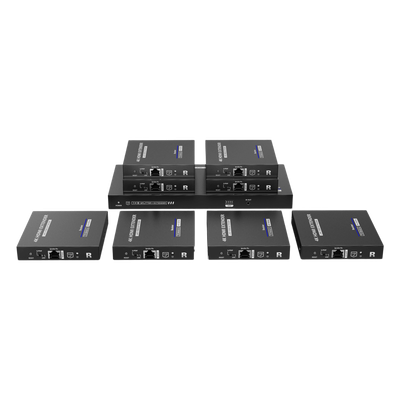 Kit Divisor y Extensor HDMI / Divide 1 Fuente HDMI a 8 Pantallas / Extiende la señal HDMI hasta 70 m / Resolución 4K @ 60 Hz/ Cat 6/6a/7 / IPCOLOR / CERO LATENCIA / Uso 24/7 / Puerto S/PDIF / EDID / RS232 / Salida Loop / Alimente solo el Tx 