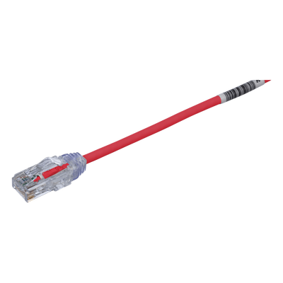 Cable de Parcheo TX6, UTP Cat6, Diámetro Reducido (28AWG), Color Rojo, 30 ft
