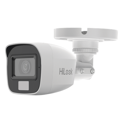 [Dual Light + ColorVu] Bala TURBOHD 2 megapixel / 20 mts IR + 20 mts luz blanca / Lente 2.8 (100° de Visión)  /  Exterior IP66 / Audio por Coaxitron / TVI-AHD-CVI-CVBS / Metal / Smart-Hybrid light