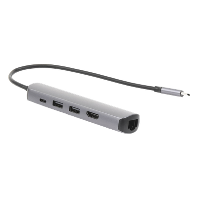 HUB USB-C (Docking Station) 5 en 1 | Ultra Delgado | 2 USB-A 3.1 a (5 Gbps) | HDMI 4K@60Hz | RJ45 (Gigabit Ethernet) | USB-C PD Carga Rápida 100W | Soporta OTG | Chips Inteligentes | Pequeño y Ligero | Caja de Aluminio. - Imagen 3