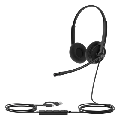 Auriculares Yealink UH34 Lite Dual con cancelación de ruido profesional para Microsoft Teams, USB-C/A e indicador de ocupado
