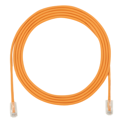 Cable de Parcheo UTP Cat6A, CM/LSZH, Diámetro Reducido (28AWG), Color Naranja, 0.3 Metros (1 Pie)