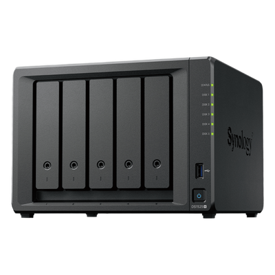 NAS DiskStation DS1525+ | 5 Bahías | Expansión hasta 15 Bahías | 2 Puertos 2.5GbE | Soporte 10GbE | Almacenamiento en Caché SSD | Hasta 300 TB de Capacidad | Compatible con Virtualización y Vigilancia.