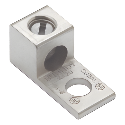 Terminal Universal de Aluminio Estañado/ 1 Orificio para Calibre  14- 2 AWG / Perno de 1/4" / Para Conductores de AL y CU.