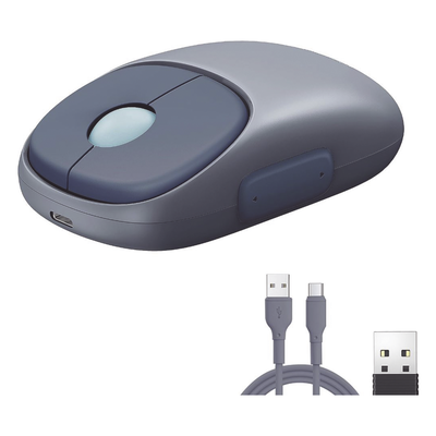Mouse Inalámbrico FUN | Recargable| 2.4G & Bluetooth | 4 Niveles de DPI | Silencioso | Ergonómico | 5 Botones | Compatible con Windows, macOS 10.5, Android iOS Linux y Chrome OS | Color Azul. - Imagen 3
