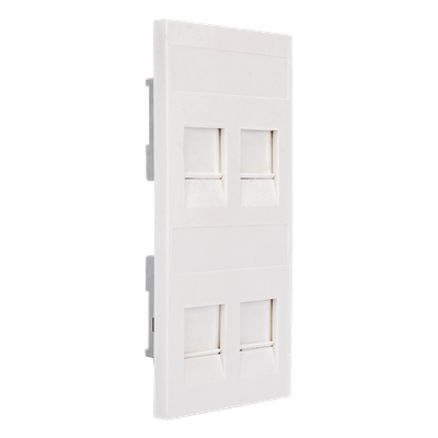 Placa Plana de Voz y Datos con Guardapolvo para 4 RJ45 / Color Blanco / 4 Puertos para Jacks Keystone / Compatible con Cajas de Pavimento SM-CPAV-2 y SM-CPAV-4 / Modelo S76C/9 - Imagen 5