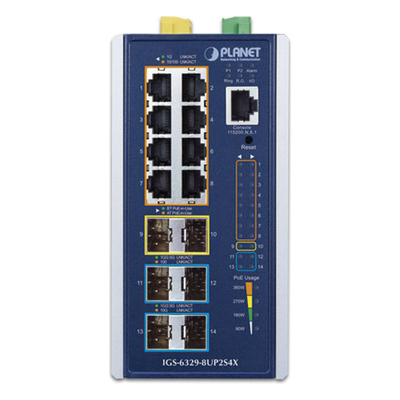 Switch Industrial Capa 3 de 8 Puertos 10/100/1000T PoE 802.3bt, 2 Puertos SFP 1 G/2.5 G, 4 Puertos SFP 10G, Instalación en Pared o Puerto DIN. - Imagen 3