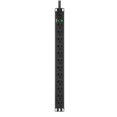 PDU ES2P Básico para Distribución de Energía, Enchufe de Entrada NEMA 5-15P, Con 12 Contactos NEMA 5-20R, Instalación Horizontal de 19in, 1UR, 15 Amp, 120 Vca - Imagen 3