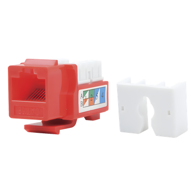 Módulo Jack Keystone Cat5e con Terminación 110 (Punchdown) para Faceplate - Color Rojo