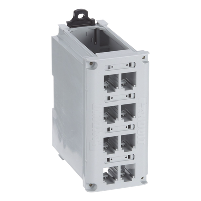 Panel de Parcheo Modular para Cobre, de Instalación en Riel DIN Estándar de 35 mm (1.38 pulgadas), 8 Puertos Mini-Com, Color Gris - Imagen 4