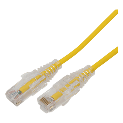 Cable de Parcheo Slim UTP Cat6A - 0.5 Metros (1.64 Pies) Amarillo, Diámetro Reducido (28 AWG)