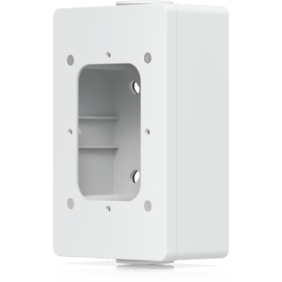 Caja de conexiones para lectores de acceso UniFi y visores de intercomunicación que admite montaje en superficie plana y fijación a conductos de 3/4". Color Blanco - Imagen 3