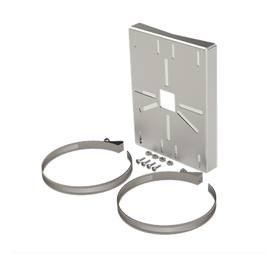 Montaje universal galvanizado para instalación de cámaras en poste 2" a 5" color gris galvanizado