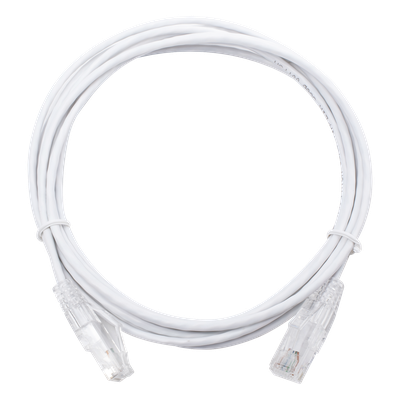 Cable de Parcheo Slim UTP Cat6 - 3 Metros (9.84 Pies) Blanco Diámetro Reducido (28 AWG)