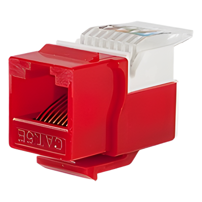 Módulo Jack Keystone Cat5e sin Herramienta (toolless) para faceplate - Color Rojo