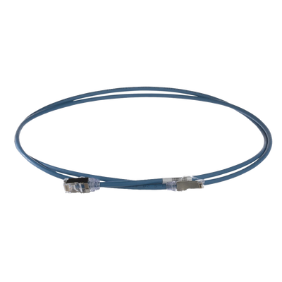 Patch Cord Cat6A, Diametro Reducido 28 AWG, Blindado S/FTP, CM/LS0H, 0.20 Metros (0.66 Pies), Color Azul - Imagen 3