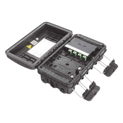 Caja de Distribución de Fibra Óptica para 24 Empalmes, con 8 acopladores SC/APC simplex, Exterior IP65, Color Negro - Imagen 8