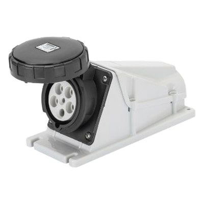 BASE DE SUPERFICIE ANGULADA 90° - IP67 - 3P+N+T 125A 480-500V 50/60HZ - NEGRO - 7H - CABLEADO A TORNILLO